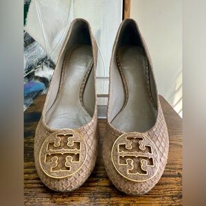Tory Burch Brown Loafers with Gold Emblem